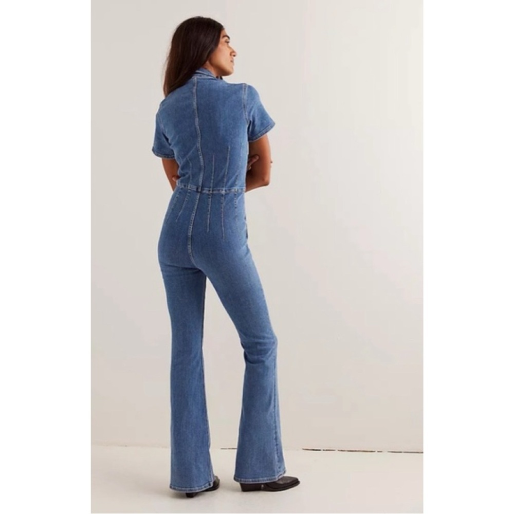 Free People We The Free Women's Jayde Flare Jumpsuit, Sunburst Blue, size XL - Picture 15 of 16